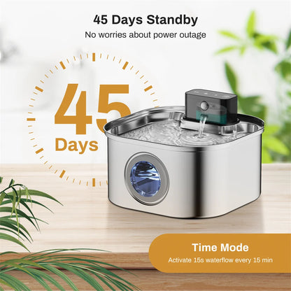 Stainless Steel Cat Wireless Drinking Fountain Rechargeable Automatic Inductior Circulation Filter Silent Pet Drinking Bowl