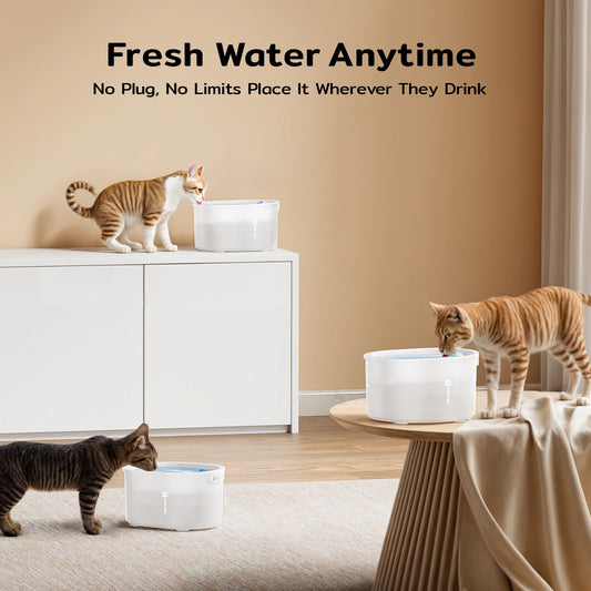 AmiCura A3 Wireless Drinking Fountain for Cat, 2L Automatic Cat Water Fountain ,10000mAh 7 Layer Filter Microradar Sensor Waterp