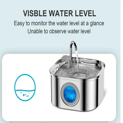Stainless Steel Cat Wireless Drinking Fountain Rechargeable Automatic Inductior Circulation Filter Silent Pet Drinking Bowl
