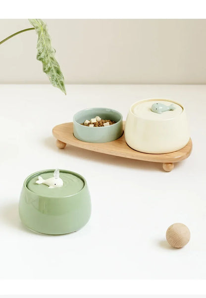 1.3 L Ceramic Cat Water Fountain USB Charging Pet Water Feeders Dogs Automatic Circulating Filtration Flow Water Dispenser