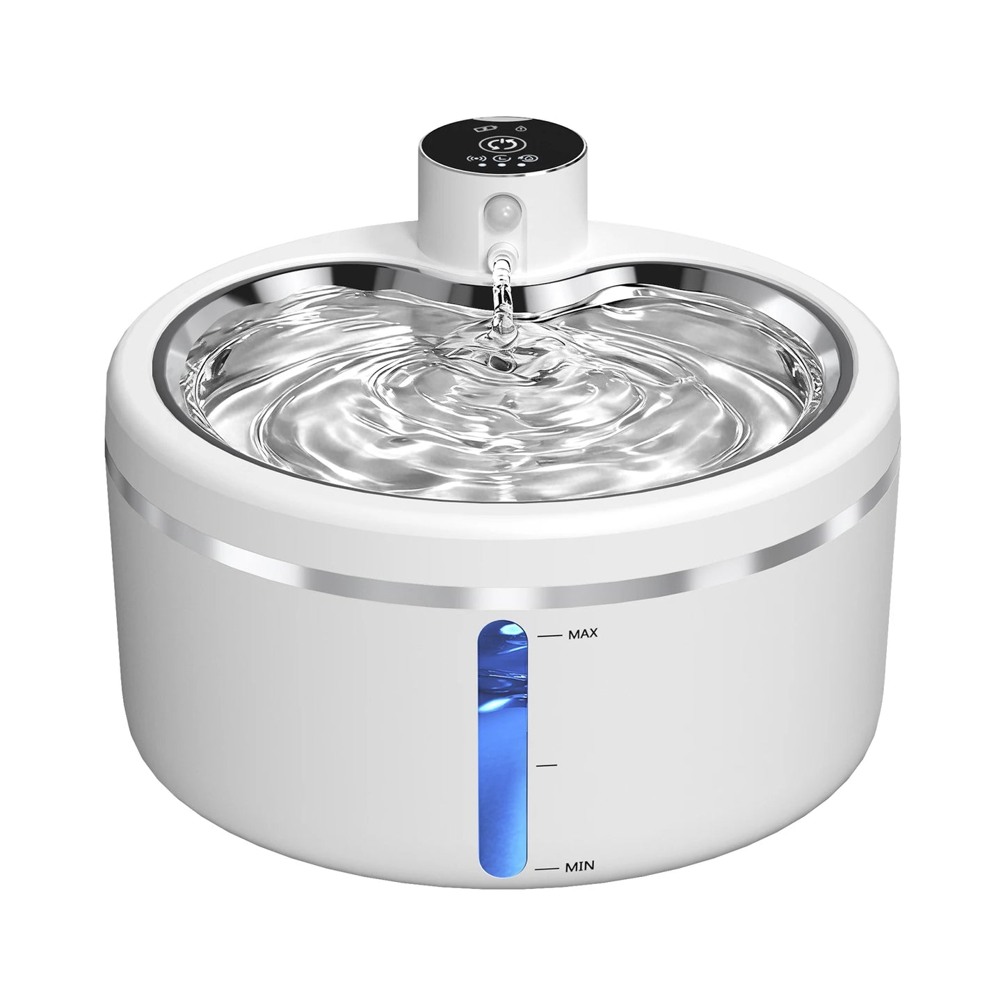 Wireless Cat Water Fountain 2.5L Stainless Steel Pet Drinking Dispenser Smart Sensor Auto Circulating Filter 4000mAh LED Display