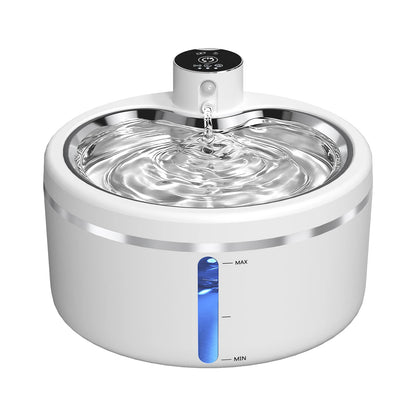 Wireless Cat Water Fountain 2.5L Stainless Steel Pet Drinking Dispenser Smart Sensor Auto Circulating Filter 4000mAh LED Display