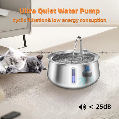 Cat Fountain Stainless Steel Pet Water Feeder 4L Large Capacity Automatic Pet Water Dispenser Multi-layer Filtration Water Bowl