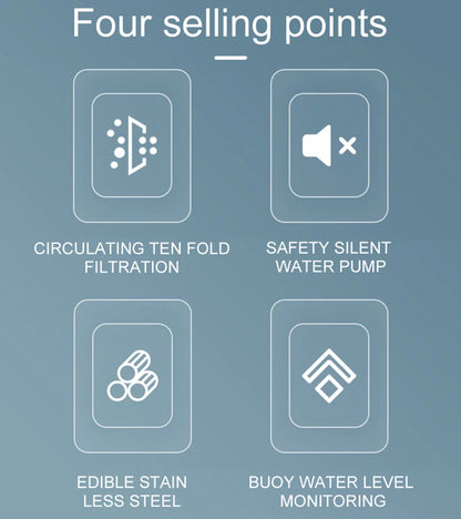 Stainless Steel Cat Fountain With Water Mark Automatic Cats Water Dispenser Sensor Filter Pet Cat Ultra Quiet Pump Water Foutain