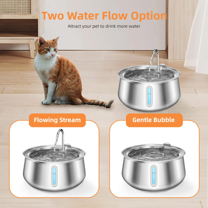 Cat Fountain Stainless Steel Pet Water Feeder 4L Large Capacity Automatic Pet Water Dispenser Multi-layer Filtration Water Bowl