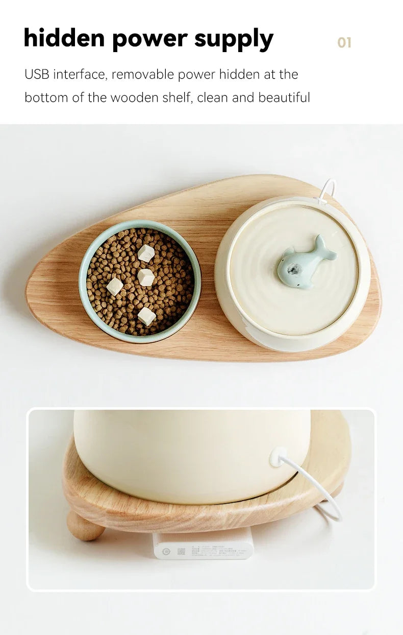 1.3 L Ceramic Cat Water Fountain USB Charging Pet Water Feeders Dogs Automatic Circulating Filtration Flow Water Dispenser