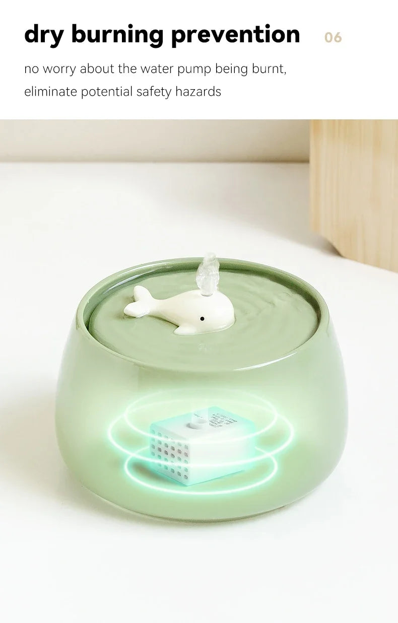 1.3 L Ceramic Cat Water Fountain USB Charging Pet Water Feeders Dogs Automatic Circulating Filtration Flow Water Dispenser